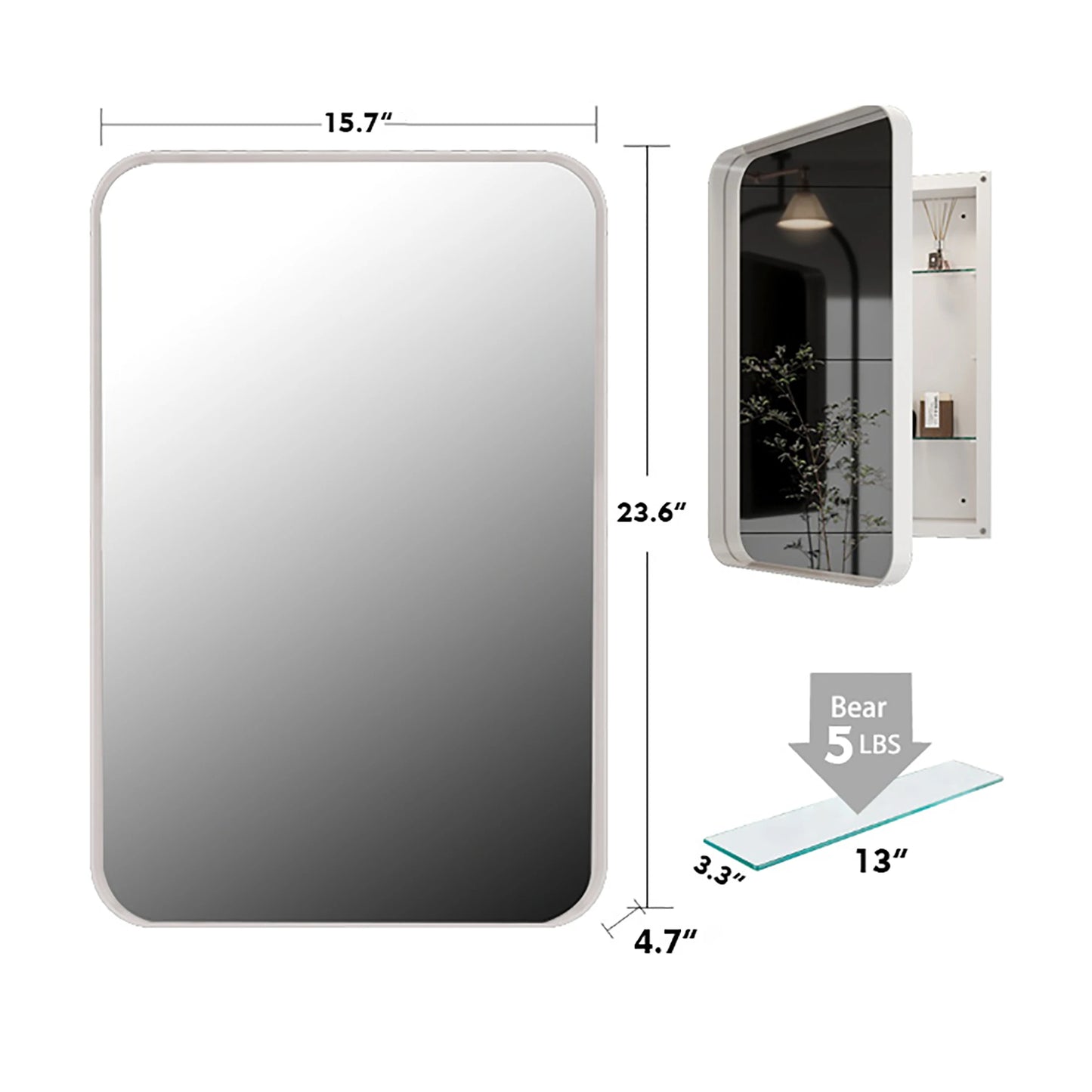 16x24-Inch Recessed White Medicine Cabinet