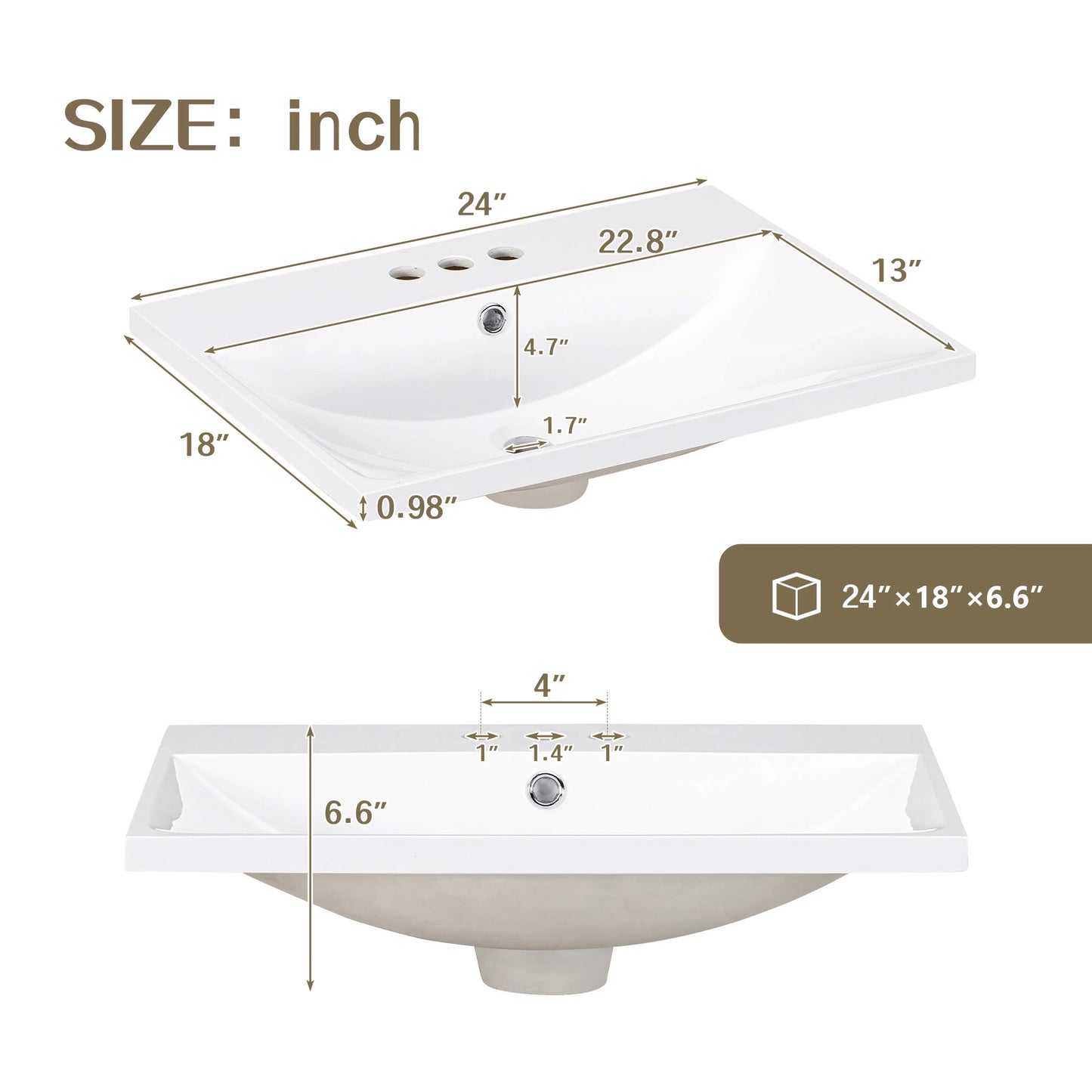 24-Inch Bathroom Single Basin Sink