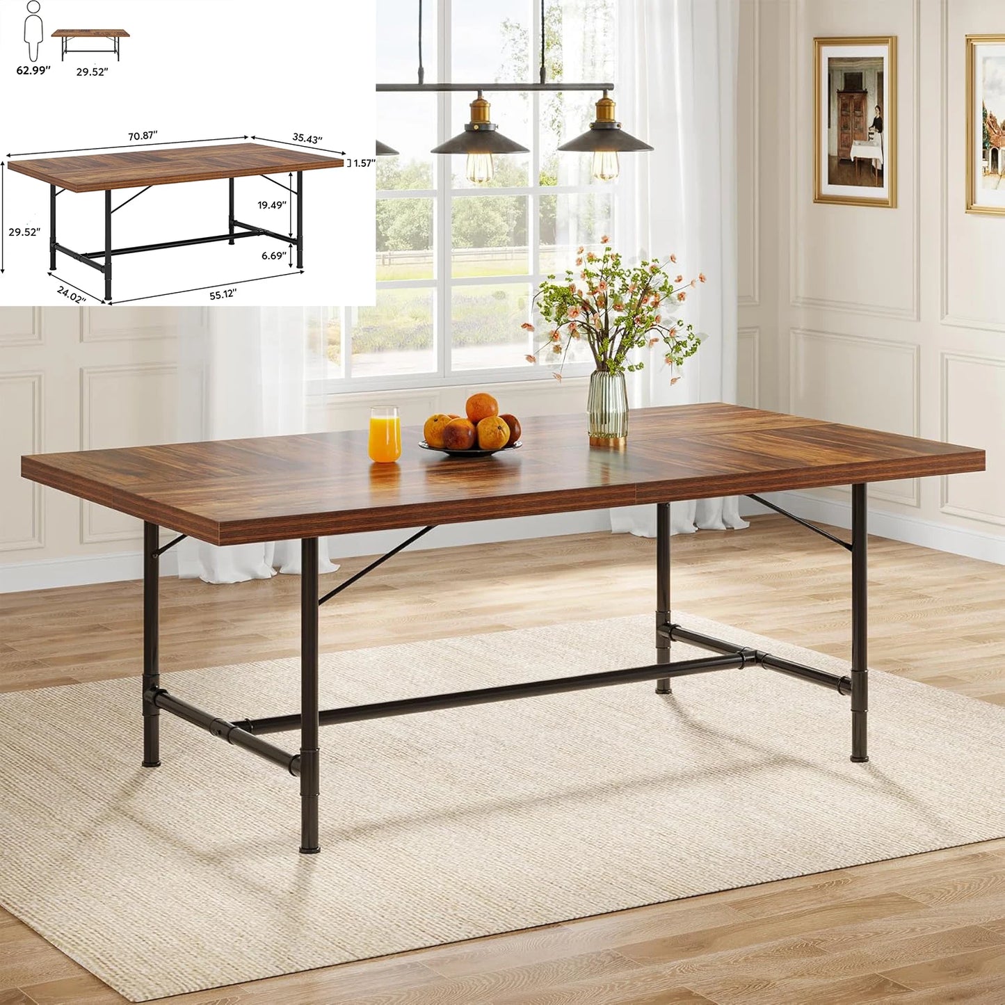 70.9 Inch Large Dining Table for 6 to 8,