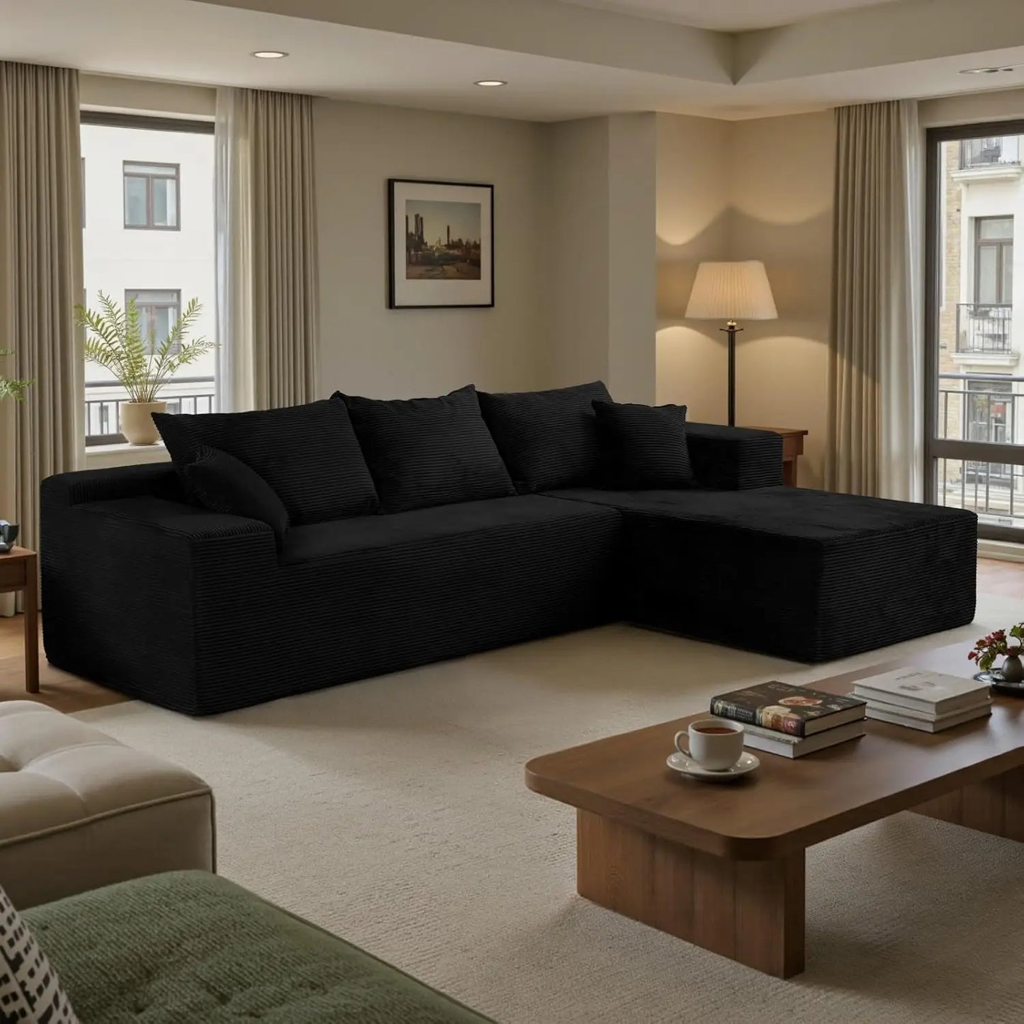 "L-Shaped Cloud Sectional Sofa - Modular Deep Seat Couch with Chaise,