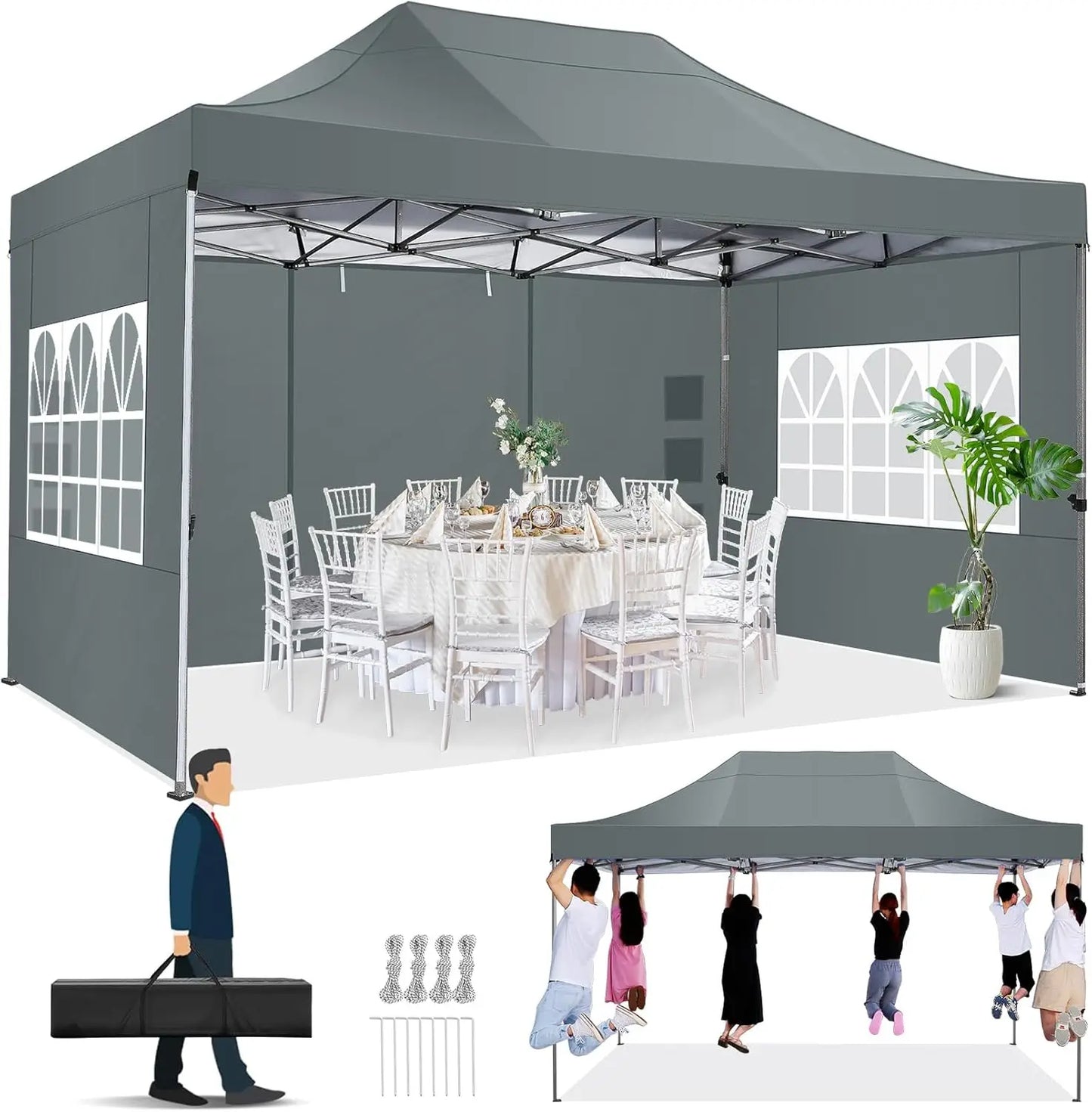10x15 Canopy Tent Gazebo with 4 Sidewalls