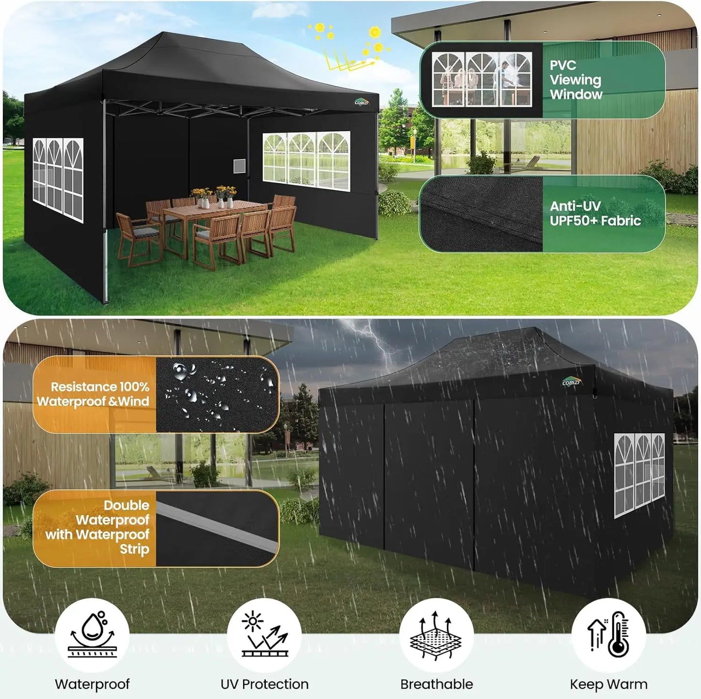 10x15 Canopy Tent Gazebo with 4 Sidewalls