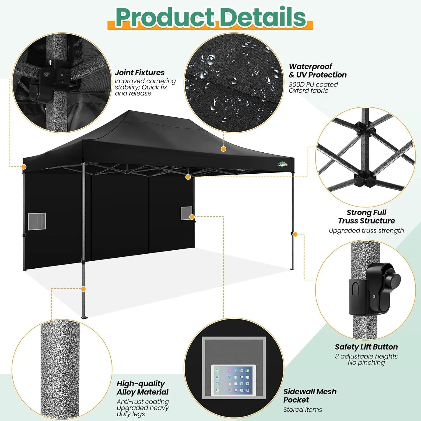 10x15 Canopy Tent Gazebo with 4 Sidewalls