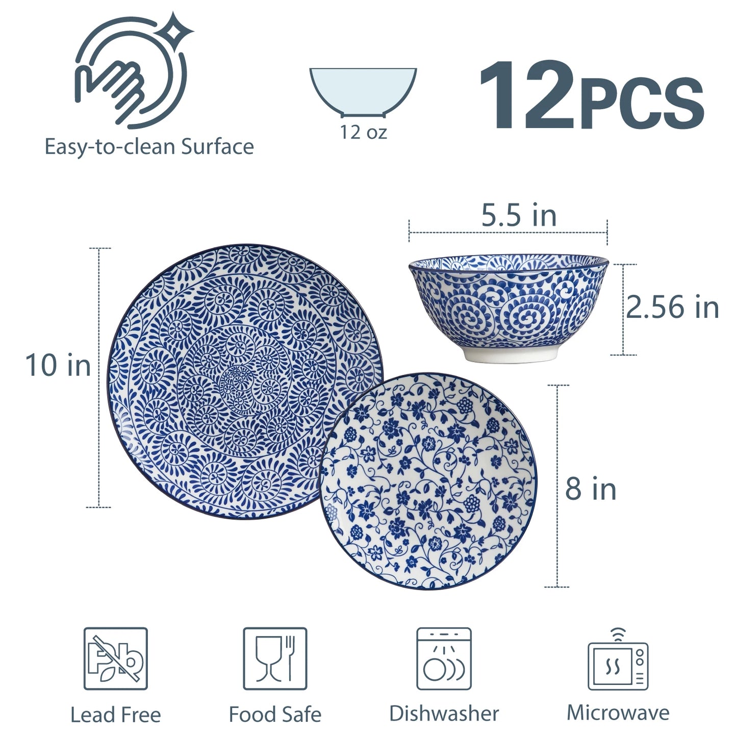 12pcs Dish Set for 4
