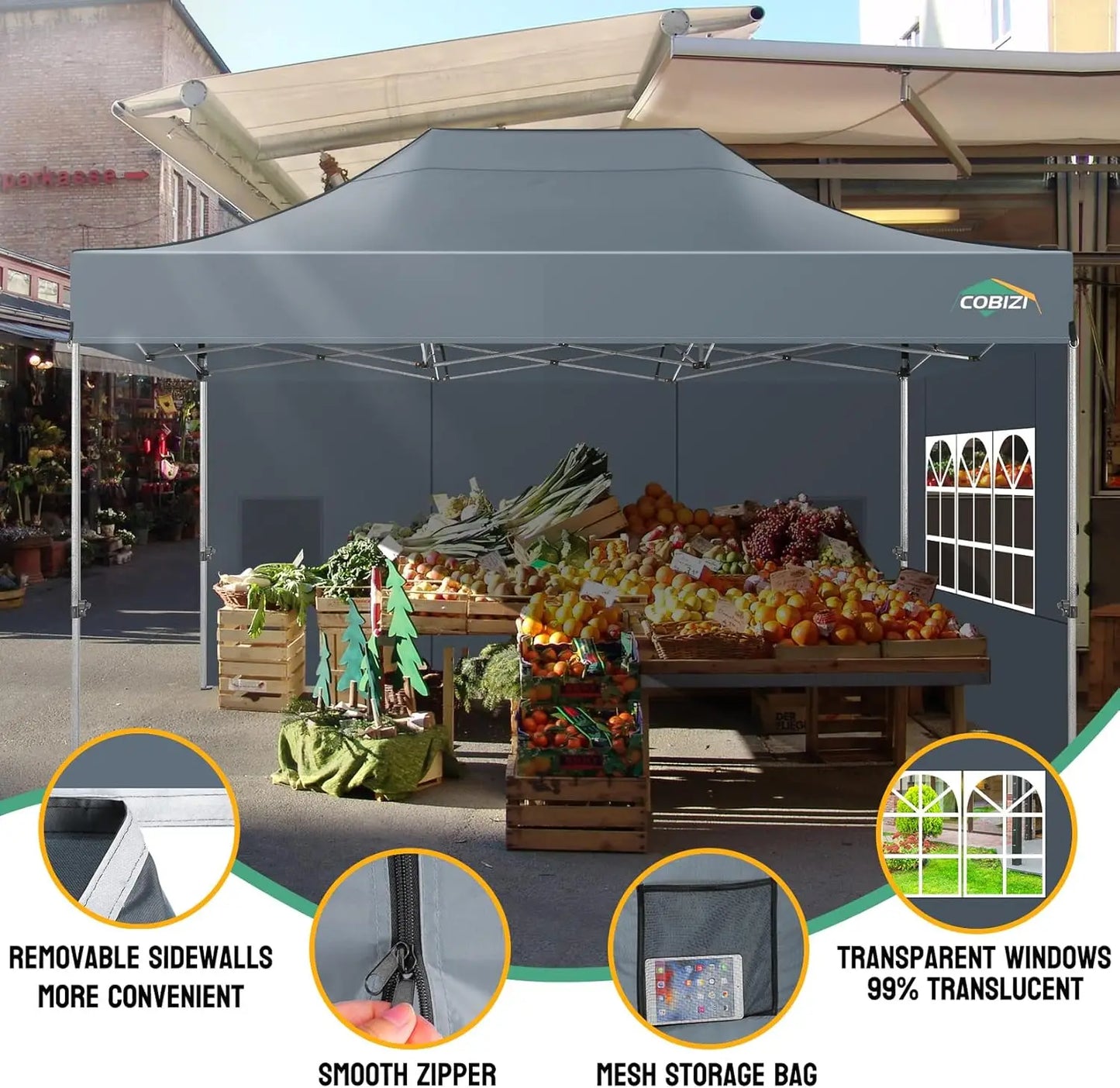 10x15 Canopy Tent Gazebo with 4 Sidewalls