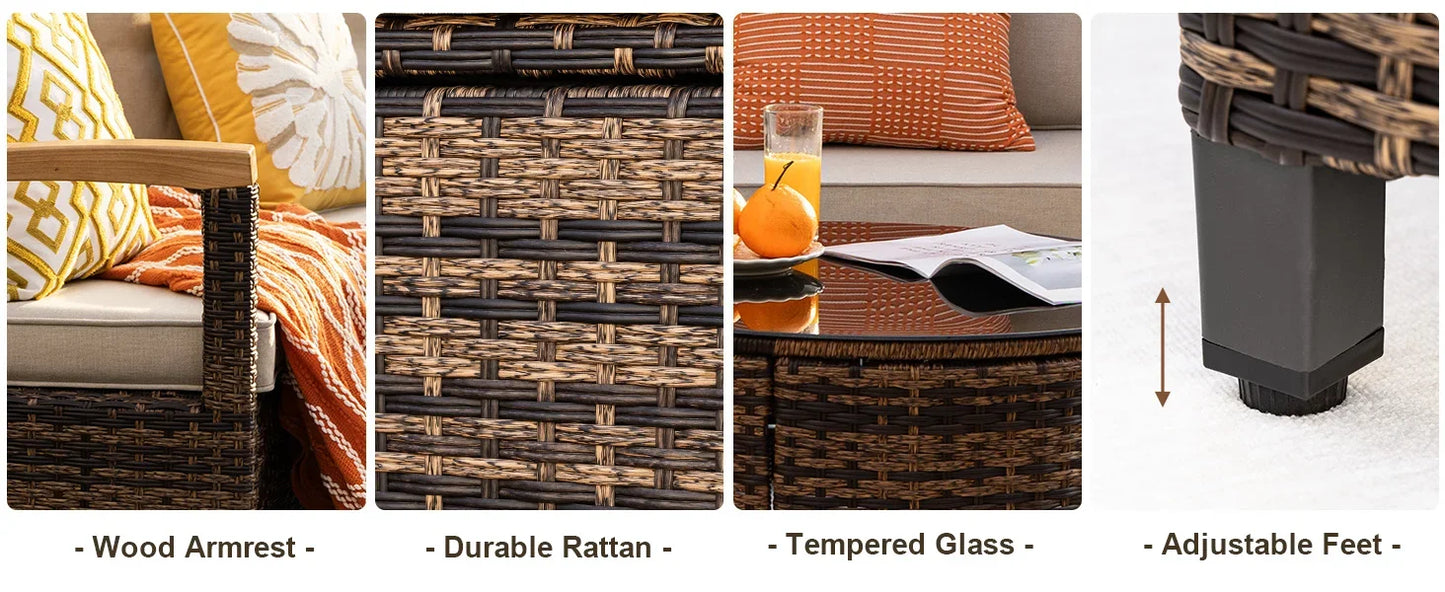 9 Piece Outdoor Patio Furniture Set