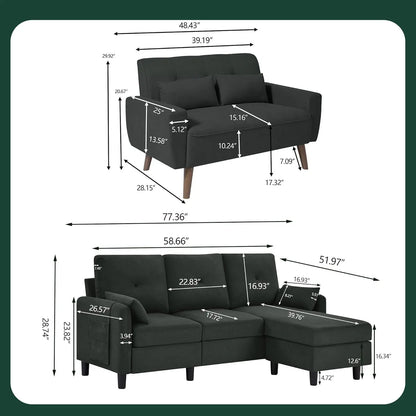 77" Sectional Sofa Set