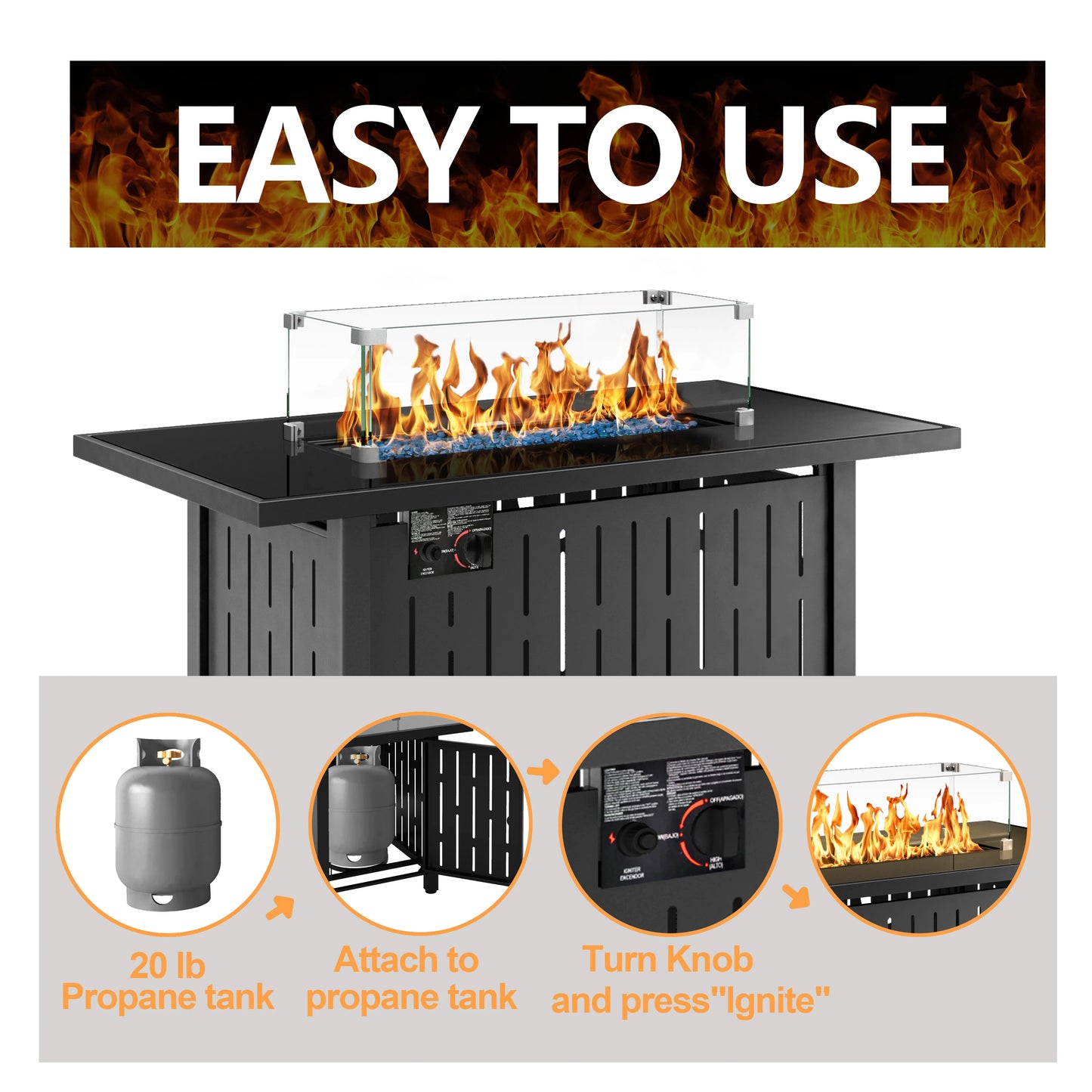 42 Inch Gas Fire Pit Table