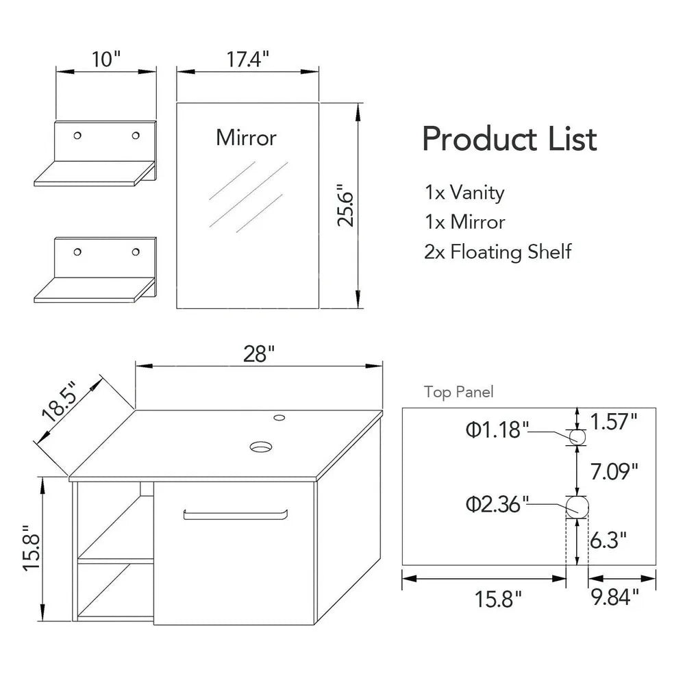 28'' Floating Bathroom Vanity