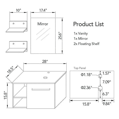 28'' Floating Bathroom Vanity
