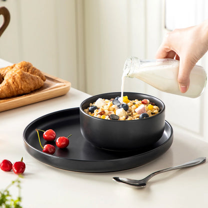 18/36 Piece Black Ceramic Plate Set
