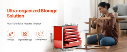 5-Drawer 8.6in Metal Tool Box