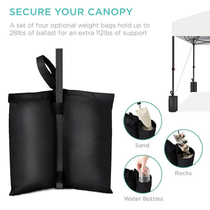 8x8ft 1-Person Setup Pop Up Canopy Tent Instant Portable Shelter w/ 1-Button Push, Case, 4 Weight Bags, Customized