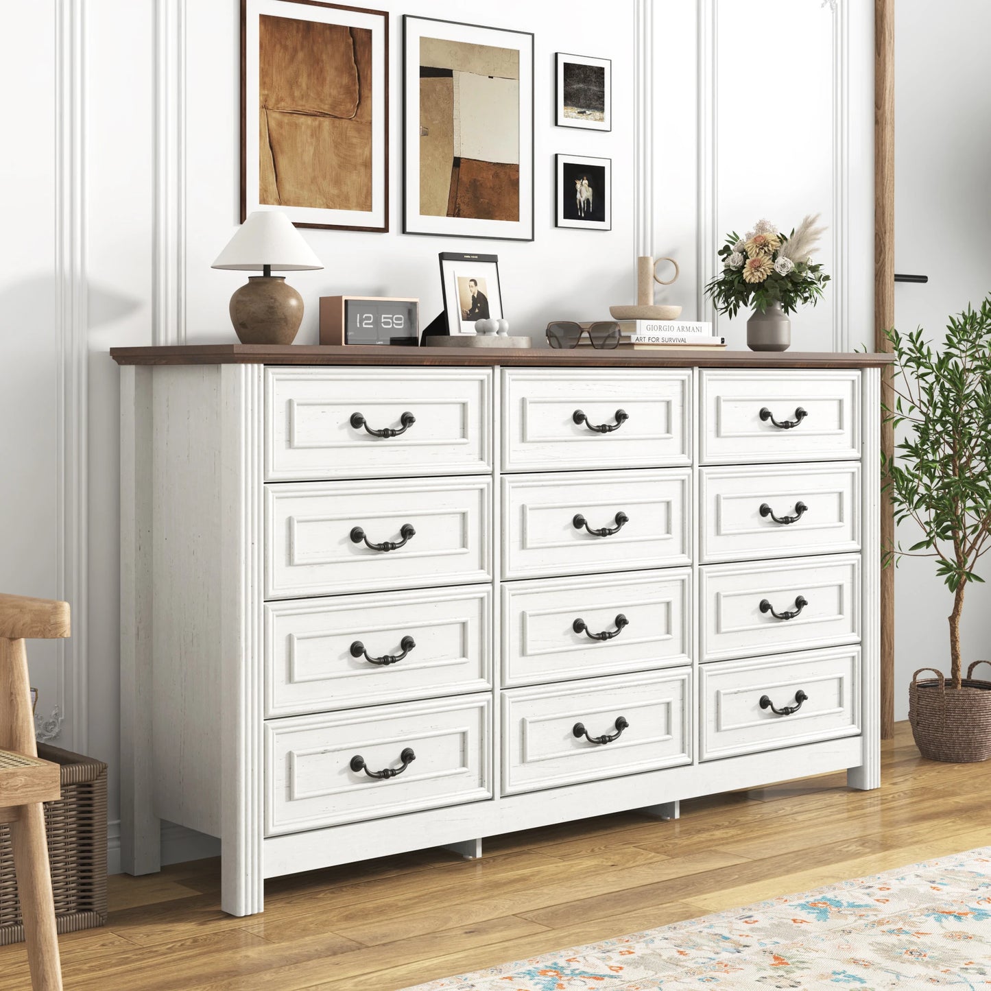 63'' Large Dresser with 12 Drawers