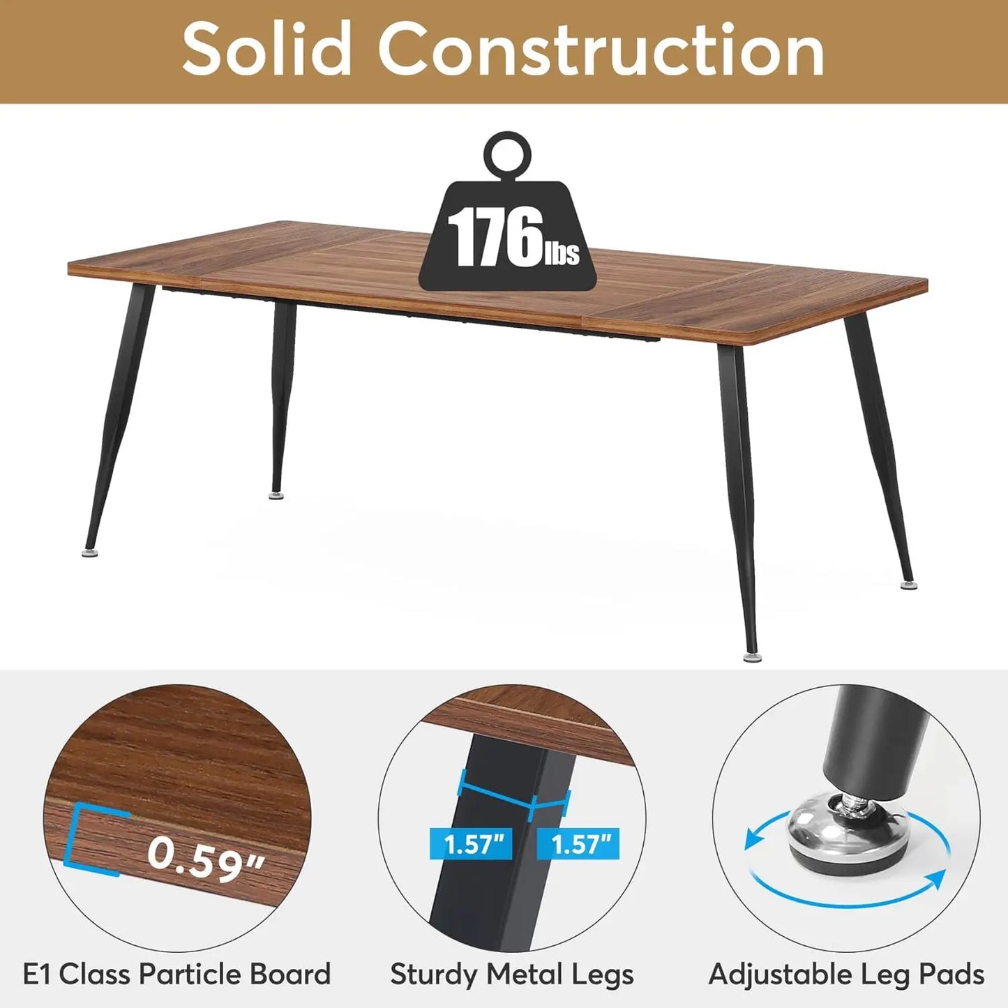 70.9 Inch Large Dining Table for 6 to 8,