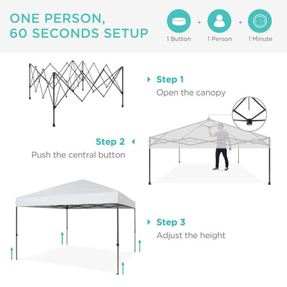 8x8ft 1-Person Setup Pop Up Canopy Tent Instant Portable Shelter w/ 1-Button Push, Case, 4 Weight Bags, Customized