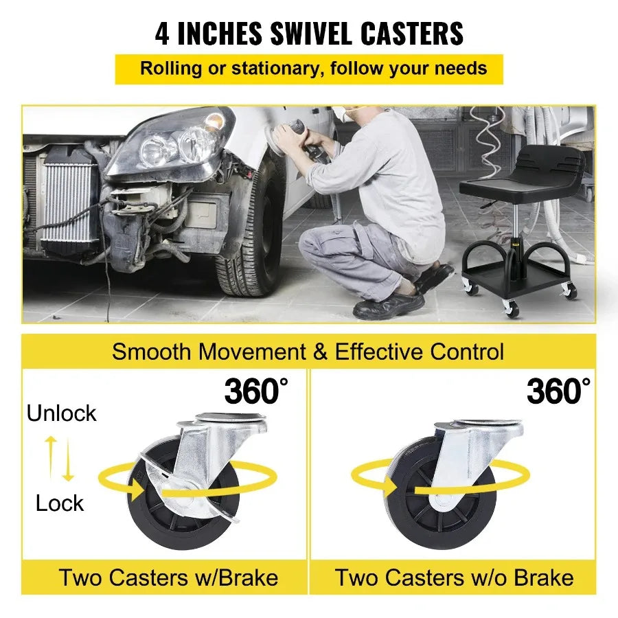 Rolling Garage Stool 300LBS Capacity