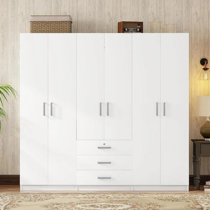 70.9" Wardrobe Closet 6 Doors