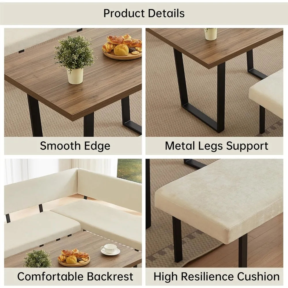 3-Piece Corner Dining Table Set