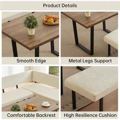 3-Piece Corner Dining Table Set