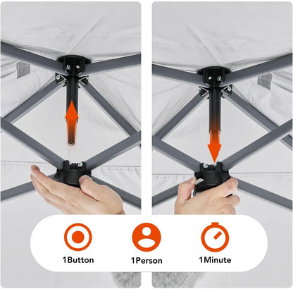 Amada 10x10 Pop Up Canopy - Center Lock One Push Instant Setup Wheeled Gazebo Outdoor Canopy Beach Tent with STO-N-Go Bag 8 Stak