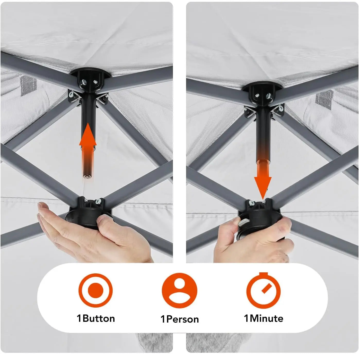 Amada 10x10 Pop Up Canopy - Center Lock One Push Instant Setup Wheeled Gazebo Outdoor Canopy Beach Tent with STO-N-Go Bag 8 Stak