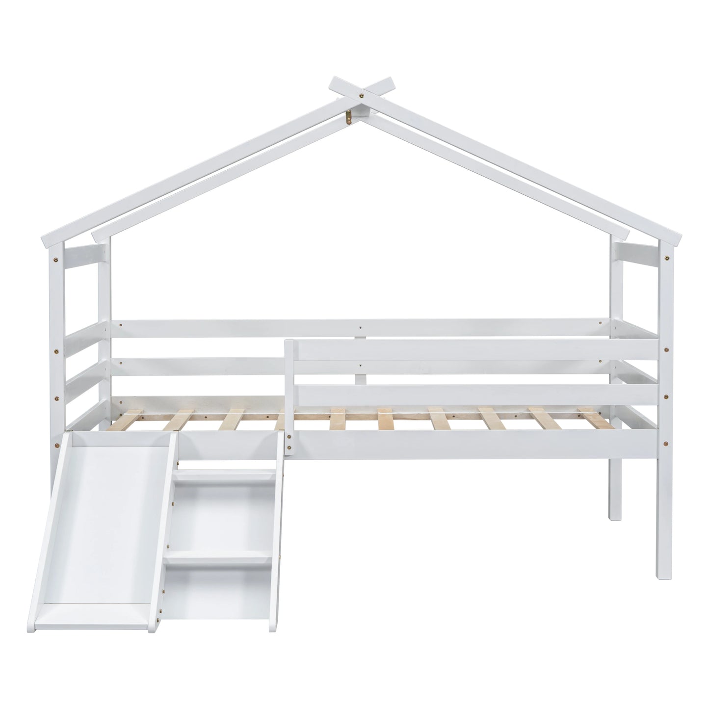 Loft House Bed With Slide, Ladder, Safety Guardrails
