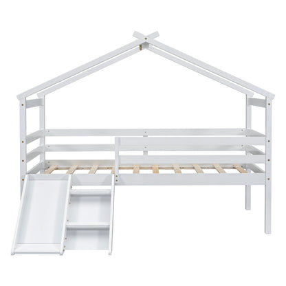 Loft House Bed With Slide, Ladder, Safety Guardrails