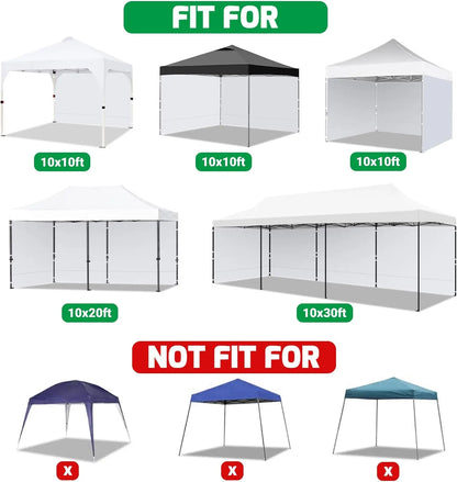 Waterproof UV Protection Sidewalls for 10x10 Pop Up Canopy Frame, Ideal for Outdoor Events and Vendor Booths (White, 3 PCS)