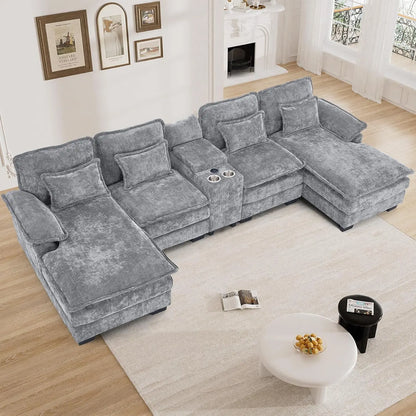 124" Black Sectional Couch Sofa