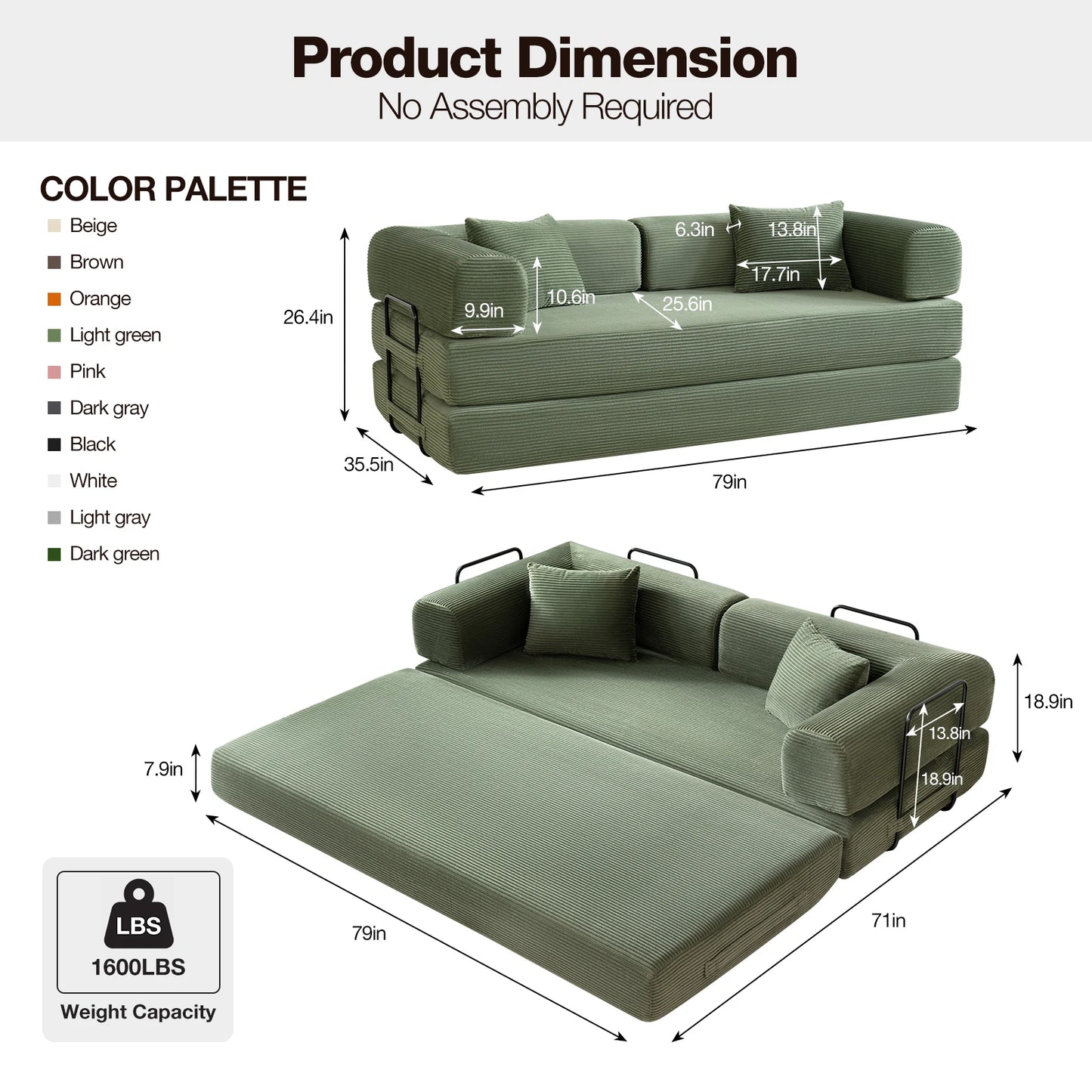79" Convertible Sofa Bed