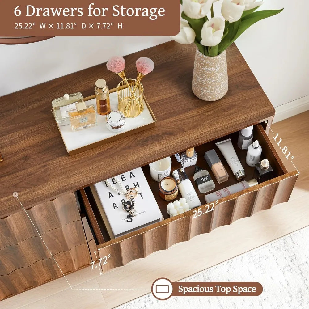 6 Drawer Fluted Dresser