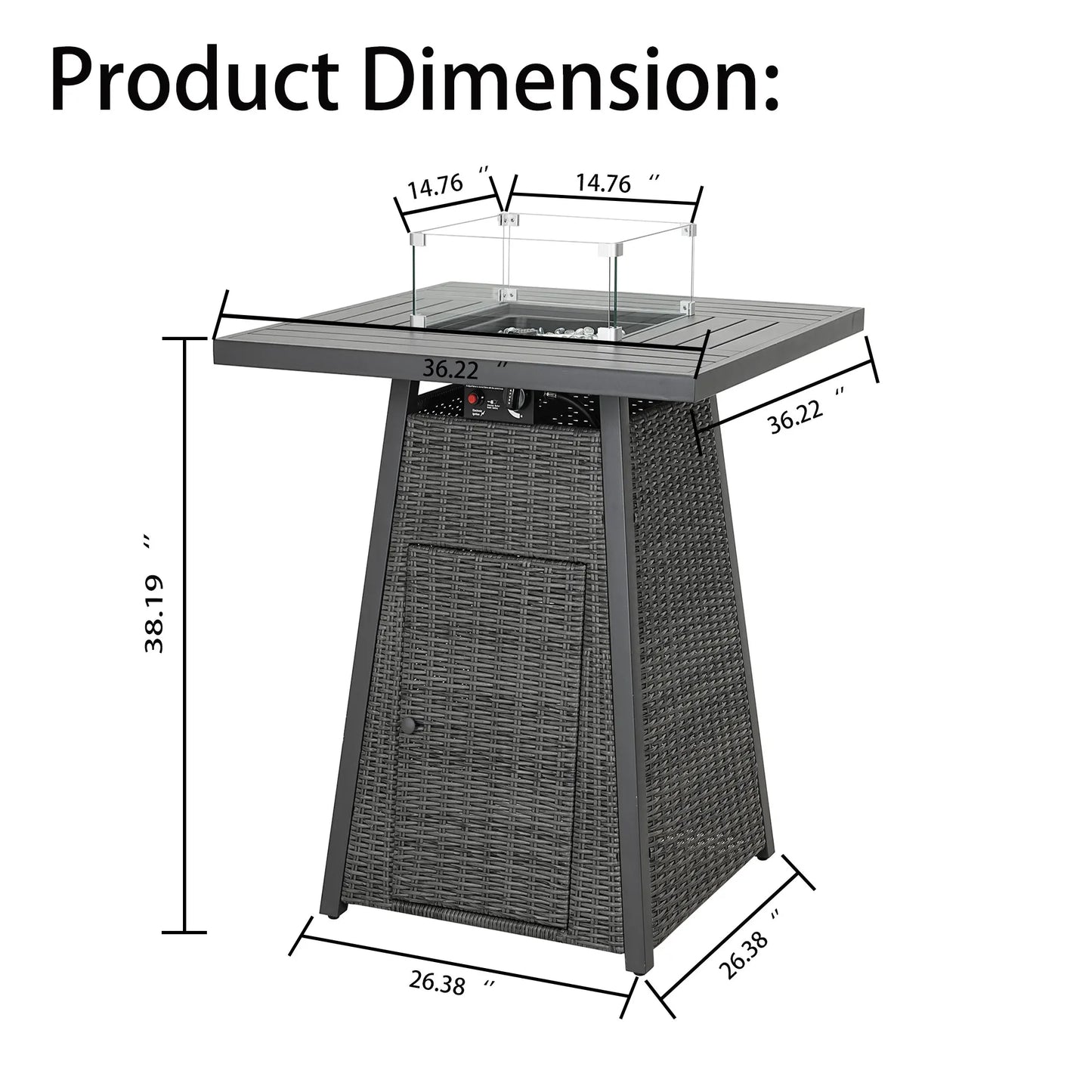 36" Square Fire Pit Table