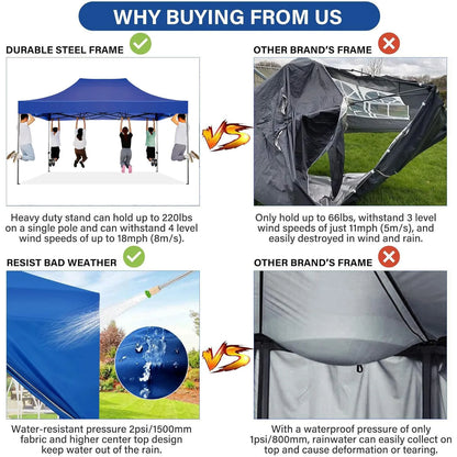 10x15 Heavy Duty Pop up Canopy Tent with 4 sidewalls