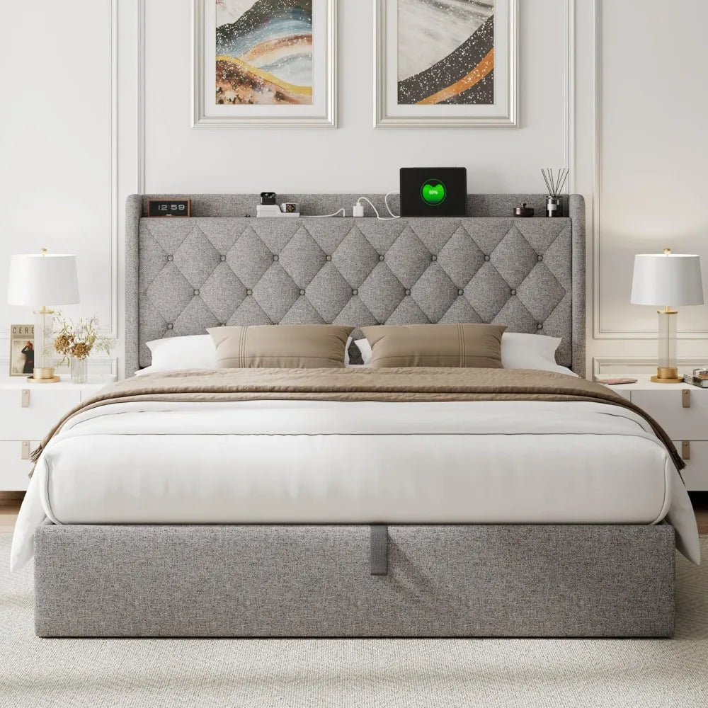 Queen Size Bed Frame with Storage