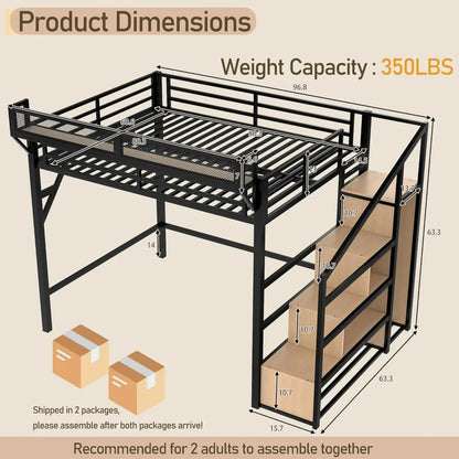 Queen Size Metal Loft Bed