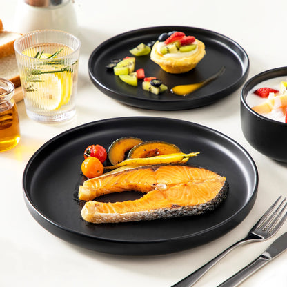 18/36 Piece Black Ceramic Plate Set