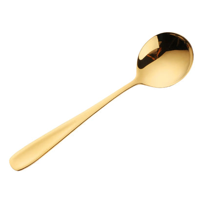 6.9" Stainless Steel Gold Dinner Spoon With Gold Titanium Plating