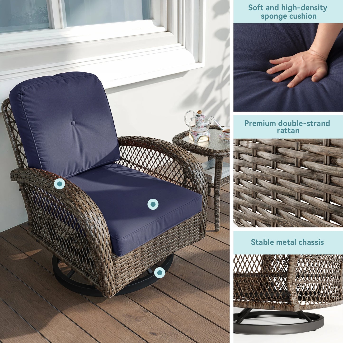 3 Pieces Patio Furniture Set