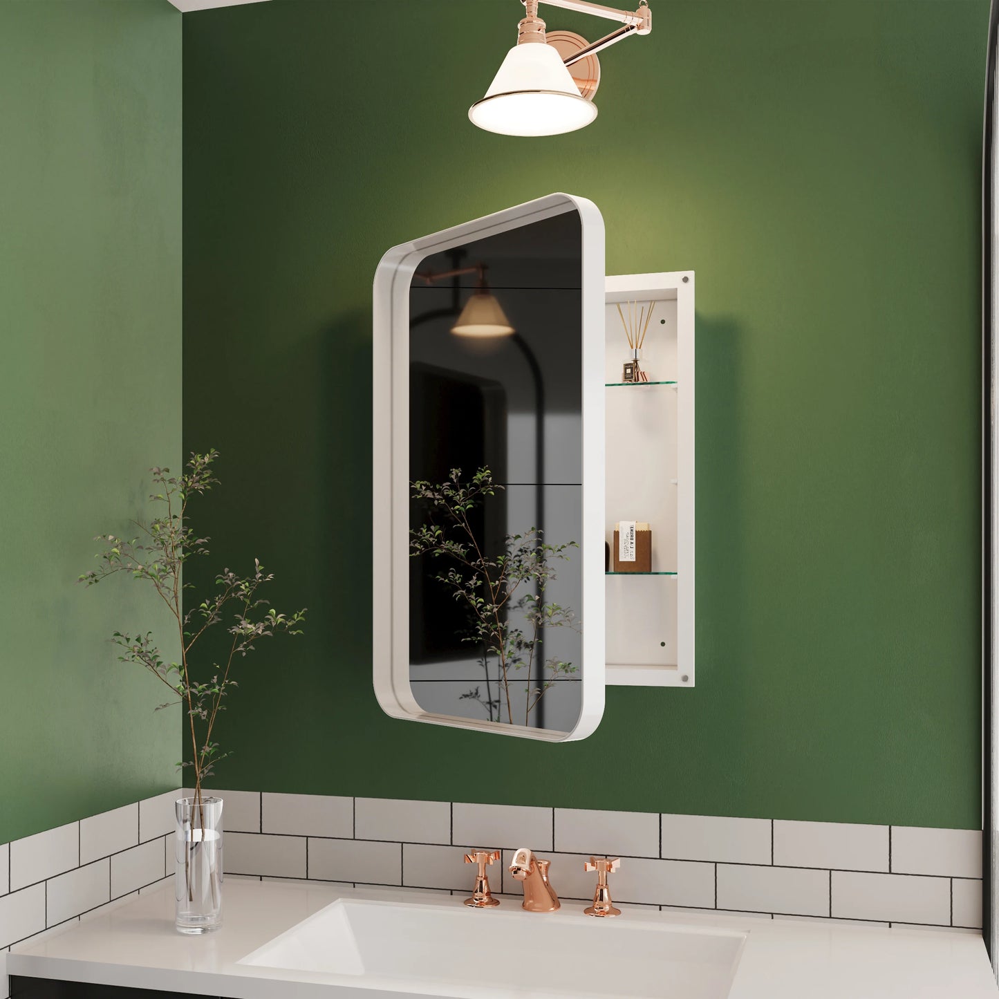 16x24-Inch Recessed White Medicine Cabinet