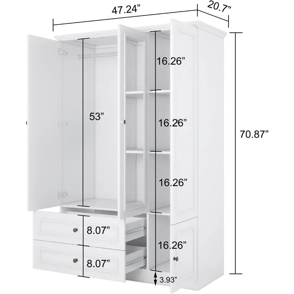 Wooden Closet with Mirror Door