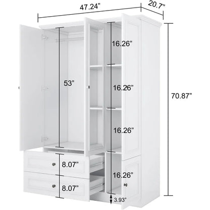 Wooden Closet with Mirror Door