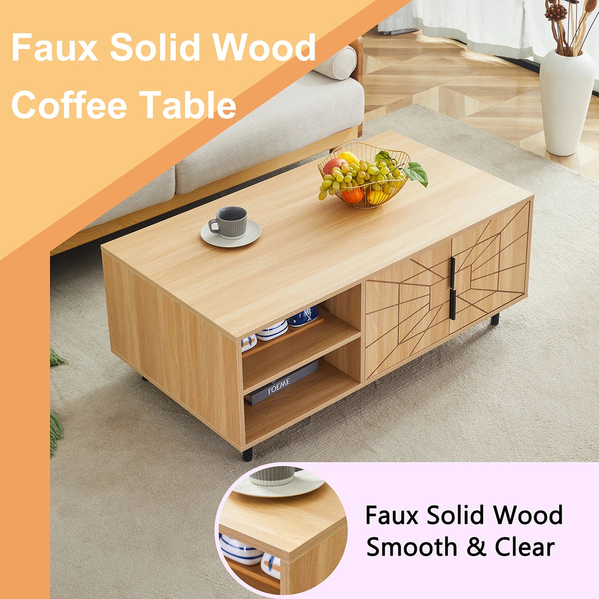 Wooden Mid Century Storage Sofa Table