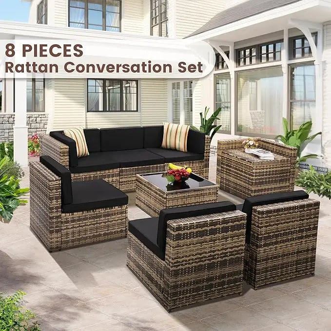 8 Pieces Outdoor Wicker Furniture Set