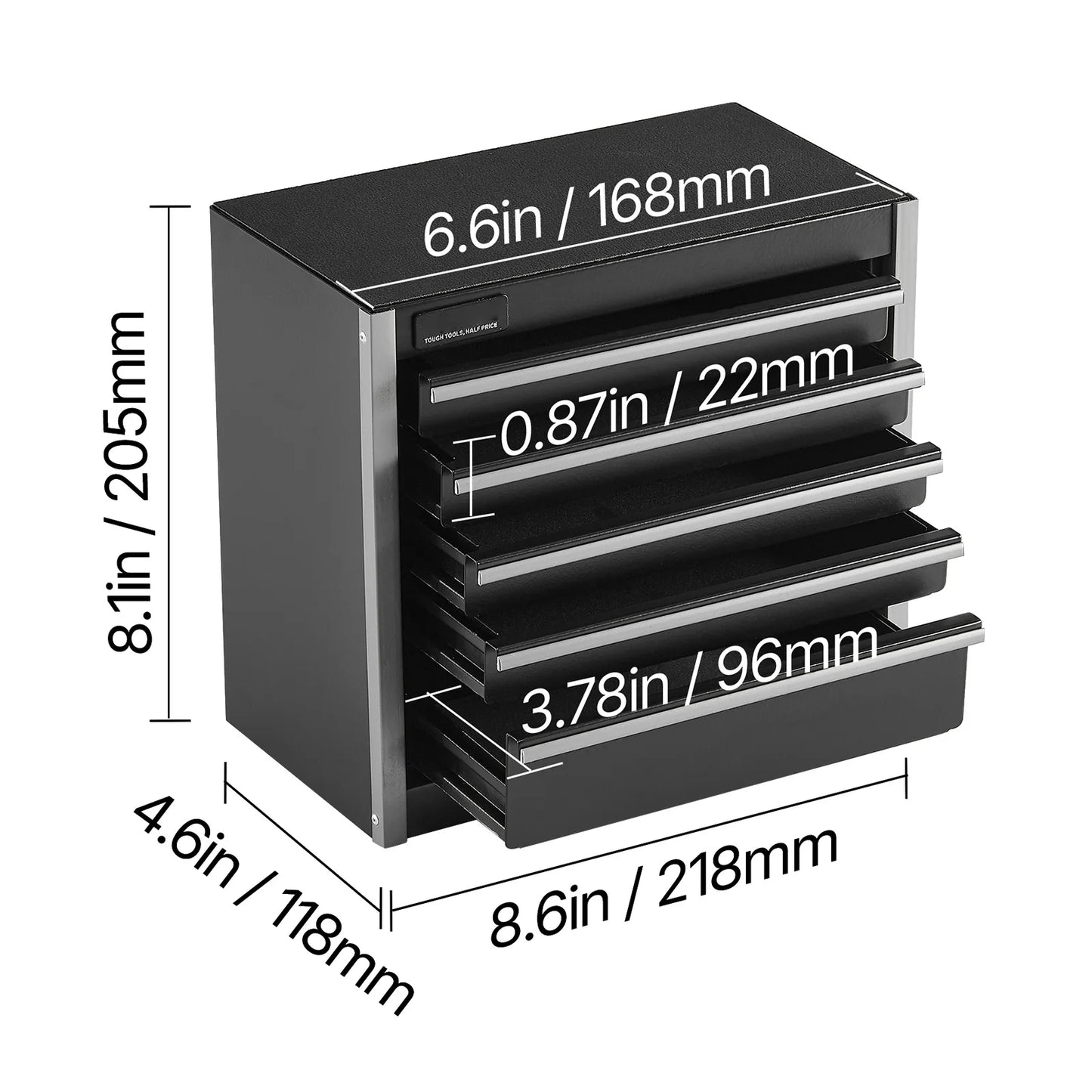 5-Drawer 8.6in Metal Tool Box