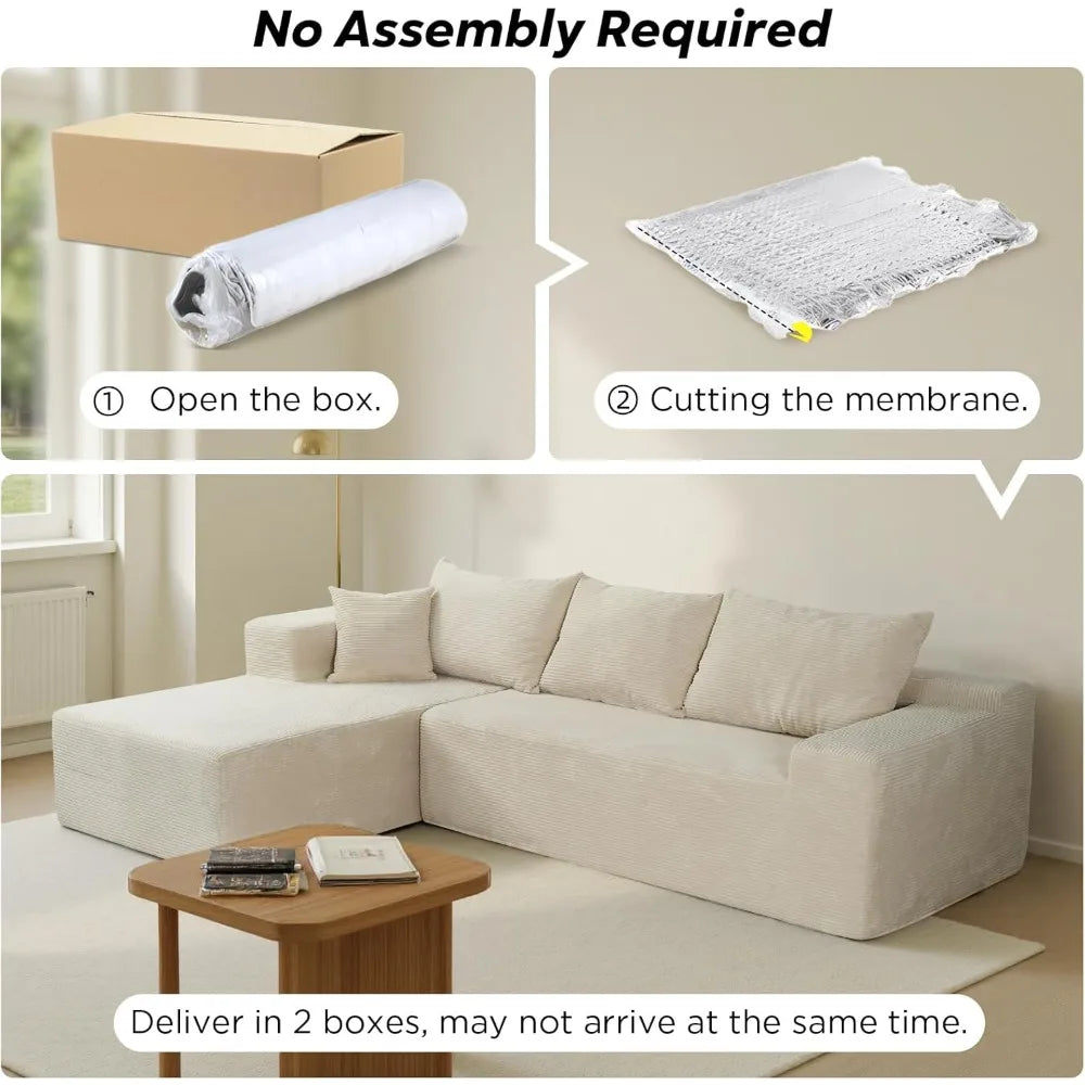 "L-Shaped Cloud Sectional Sofa - Modular Deep Seat Couch with Chaise,