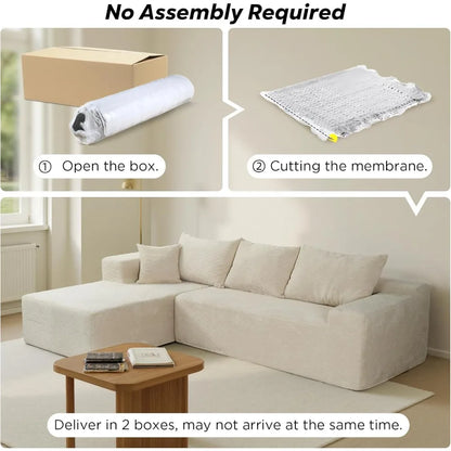 "L-Shaped Cloud Sectional Sofa - Modular Deep Seat Couch with Chaise,