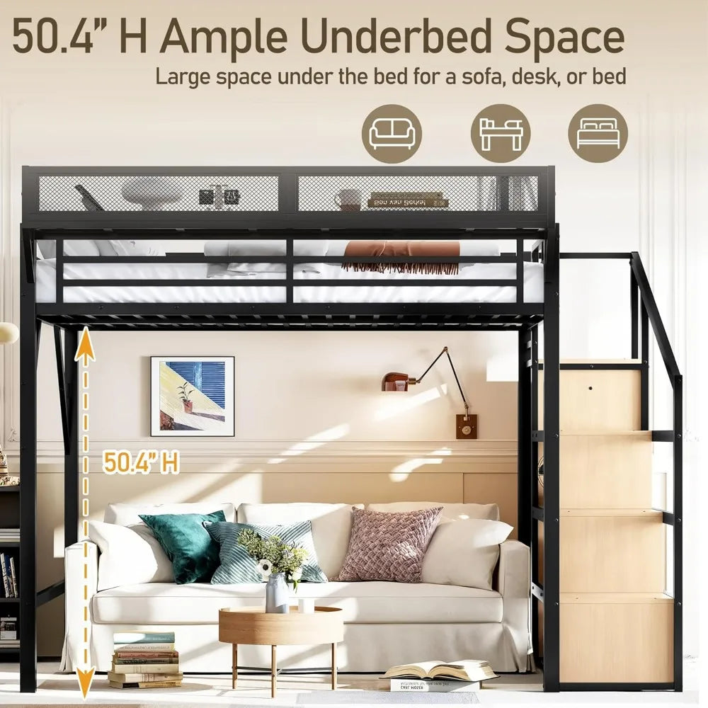 Queen Size Metal Loft Bed