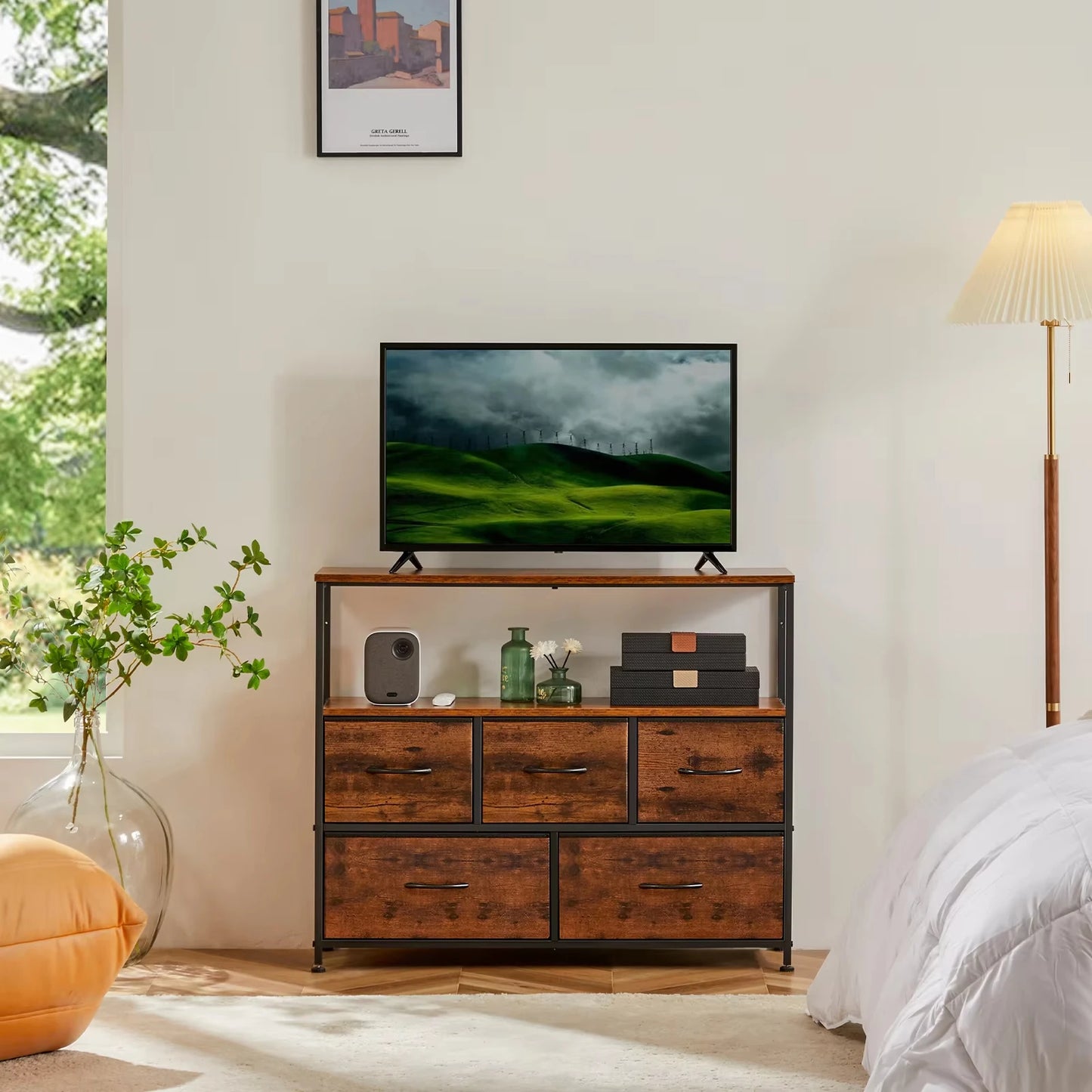 JHK Fireplace TV Stand Dresser For Bedroom