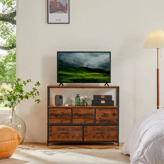 JHK Fireplace TV Stand Dresser For Bedroom